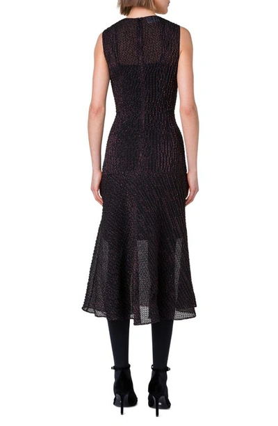 Shop Akris Punto Metallic Knit Midi Dress In Black-crimson