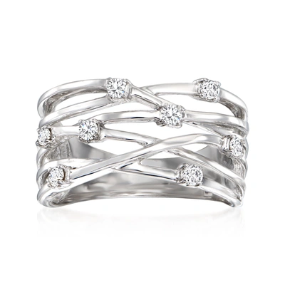 Ross-simons Diamond Highway Ring In Sterling Silver In Silver
