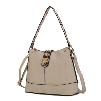 Mkf Collection By Mia K Ezra Snake Embossed Vegan Leather Women's Shoulder Bag In Beige