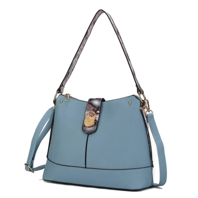 Shop Mkf Collection By Mia K Ezra Snake Embossed Vegan Leather Women's Shoulder Bag In Blue