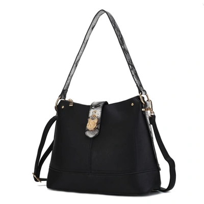 Shop Mkf Collection By Mia K Ezra Snake Embossed Vegan Leather Women's Shoulder Bag In Black