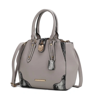 Mkf Collection By Mia K Lorena Snake Embossed Vegan Leather Women's Satchel Bag In Grey