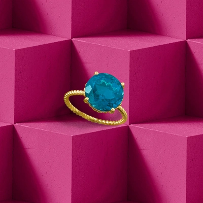 Shop Ross-simons London Blue Topaz Ring In 14kt Yellow Gold