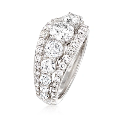 Ross-simons Diamond Multi-row Ring In 14kt White Gold In Silver