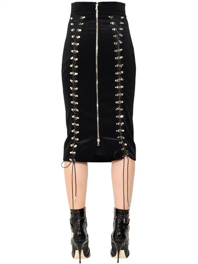 Antonio Berardi Lace-up Stretch Cotton & Silk Skirt In Black