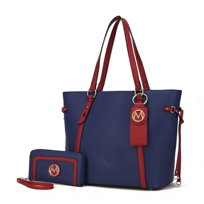 Shop Mkf Collection By Mia K Kioea Tote With Wallet & Detachable Key-ring Set In Blue