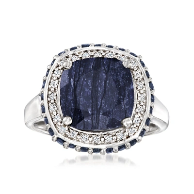 Shop Ross-simons Sapphire And . White Topaz Ring In Sterling Silver In Blue
