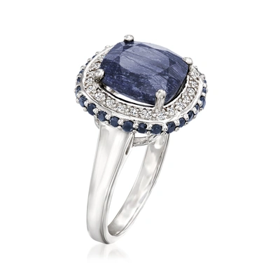 Ross-simons Sapphire And . White Topaz Ring In Sterling Silver In Blue