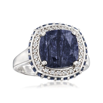 Shop Ross-simons Sapphire And . White Topaz Ring In Sterling Silver In Blue