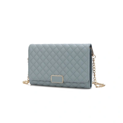 Mkf Collection By Mia K Gretchen Quilted Vegan Leather Women's Envelope Clutch Crossbody In Blue