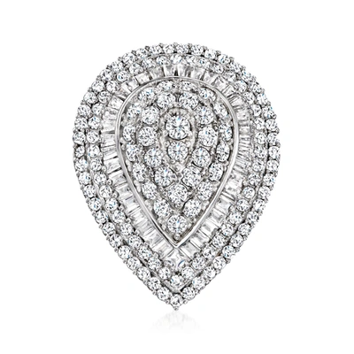 Ross-simons Round And Baguette Cz Cocktail Ring In Sterling Silver