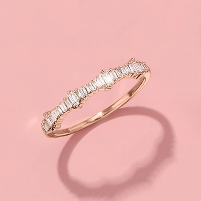 Ross-simons Baguette Diamond Ring In 14kt Rose Gold