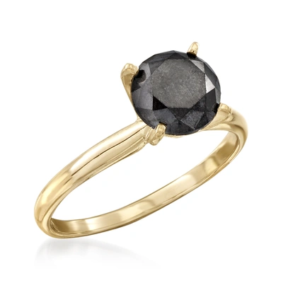 Ross-simons Black Diamond Solitaire Ring In 14kt Yellow Gold