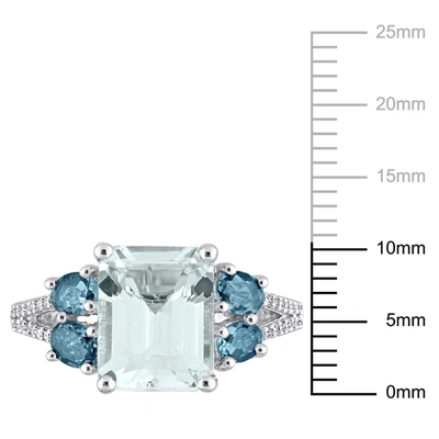 Mimi & Max 3 4/5ct Tgw Aquamarine And London-blue Topaz With 1/10ct Tw Diamond Ring In Sterling Silver In Blue