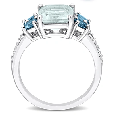 Mimi & Max 3 4/5ct Tgw Aquamarine And London-blue Topaz With 1/10ct Tw Diamond Ring In Sterling Silver In Blue
