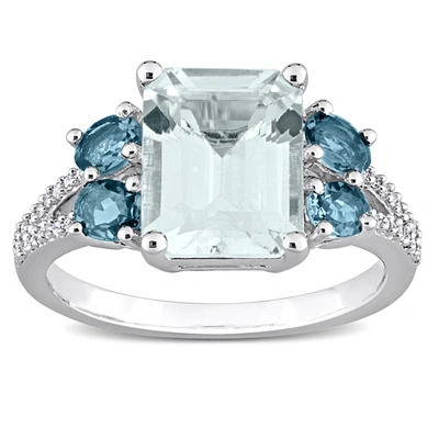 Mimi & Max 3 4/5ct Tgw Aquamarine And London-blue Topaz With 1/10ct Tw Diamond Ring In Sterling Silver In Blue