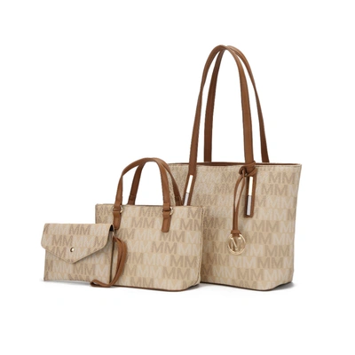 Shop Mkf Collection By Mia K 3pc Aylet M Tote With Mini Bag And Wristlet Pouch In Beige