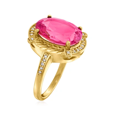 Ross-simons Pink Topaz And . White Topaz Ring Ring In 18kt Gold Over Sterling