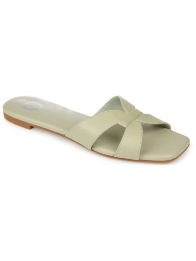 Shop Journee Collection Taleesa Womens Faux Leather Padded Insole Slide Sandals In Green