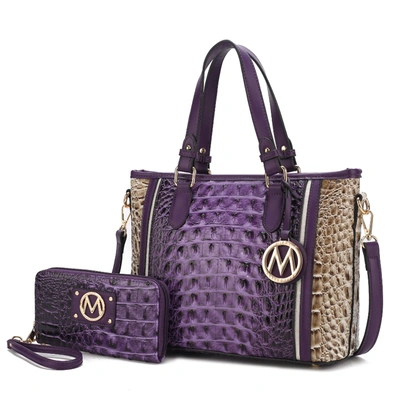 Shop Mkf Collection By Mia K Lizza Croco Embossed Tote Handbag For Women In Purple