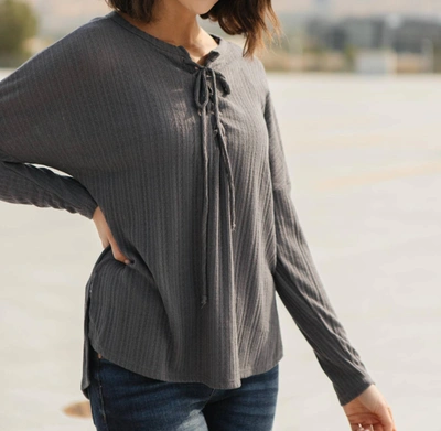 Shop Ces Femme Straight Laced Ribbed Top In Charcoal In Grey