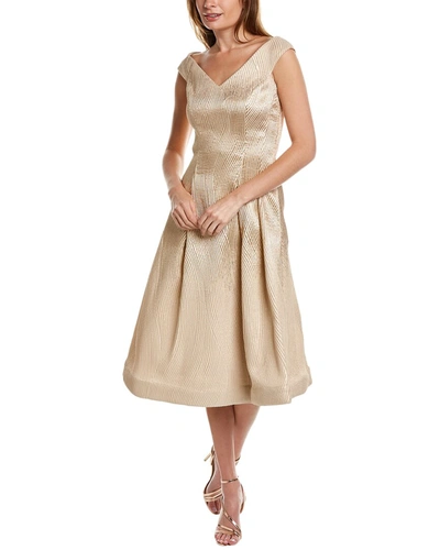 Shop Teri Jon By Rickie Freeman Rib Textured Jacquard A-line Dress In Beige