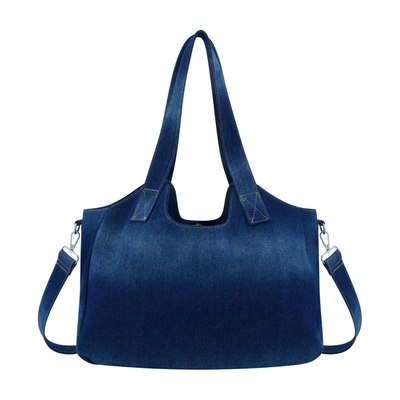 Shop True Religion Horseshoe Stitch Dark Denim Satchel In Blue