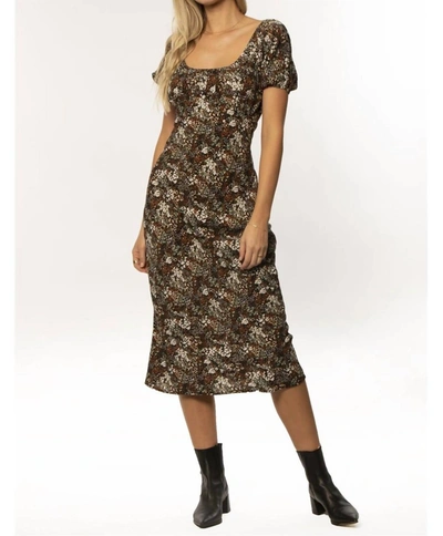 Shop Amuse Society Floral Fitted Midi Dress In Black