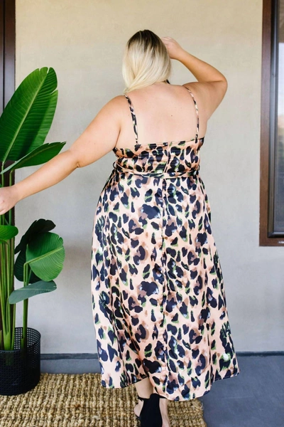 Davi & Dani Wild Muse Wrap Dress In Brown Leopard In Multi