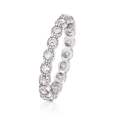 Ross-simons Diamond Milgrain Eternity Band In Sterling Silver