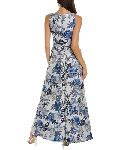 Shop Adrianna Papell Floral Gown In Blue