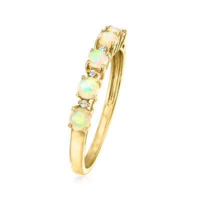 Shop Canaria Fine Jewelry Canaria Opal 5-stone Ring With Diamond Accents In 10kt Yellow Gold In Green