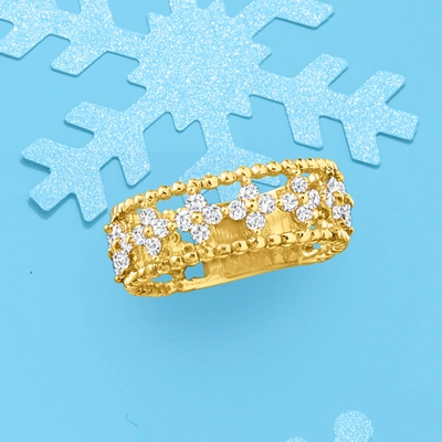 Ross-simons Diamond Open-space Flower Ring In 14kt Yellow Gold In Gold