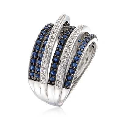 Ross-simons Sapphire And . Diamond Highway Ring In Sterling Silver In Silver