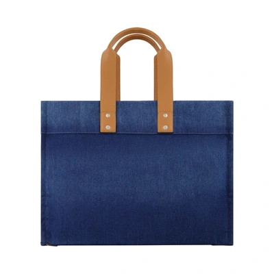 True Religion Large Washed Navy Denim Tote In Blue