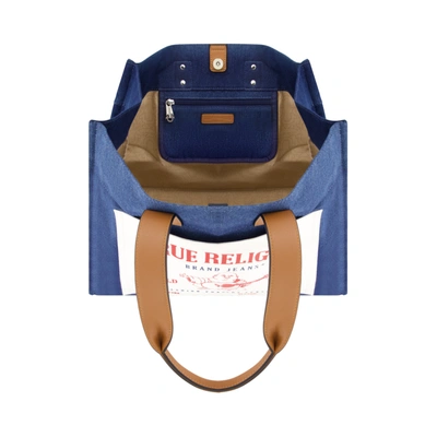 True Religion Large Washed Navy Denim Tote In Blue