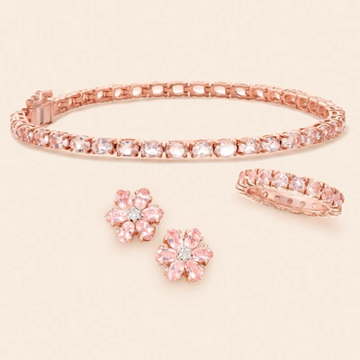 Ross-simons Morganite Eternity Band In 18kt Rose Gold Over Sterling In Pink