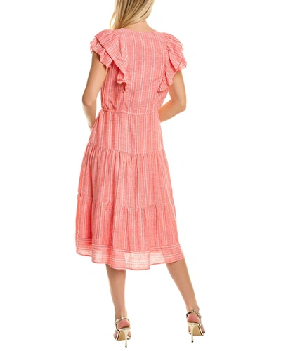 Shop Maggy London Lakeside Stripe Linen-blend Dress In Pink