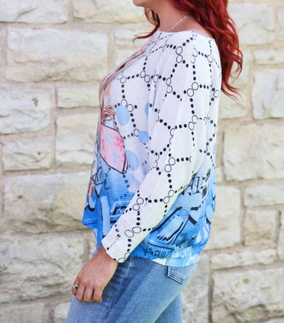 Look Mode Usa Eiffel Tower Model Sweater In White
