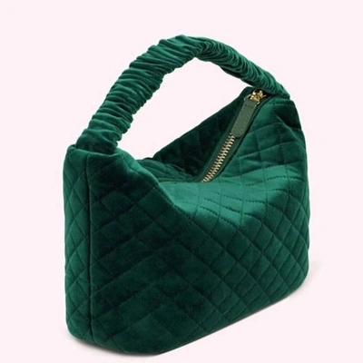 Stoney Clover Lane Destination London Scrunch Handle In Green Velvet In Multi