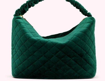 Stoney Clover Lane Destination London Scrunch Handle In Green Velvet In Multi