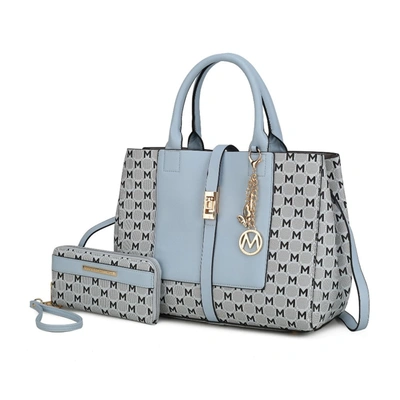 Mkf Collection By Mia K Yuliana Circular M Emblem Print Satchel Handbag For Women's With Wallet In Green