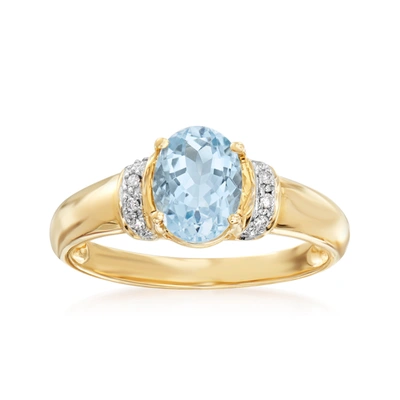 Ross-simons Aquamarine Ring With Diamond Accents In 14kt Yellow Gold In Gold