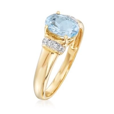 Ross-simons Aquamarine Ring With Diamond Accents In 14kt Yellow Gold In Gold
