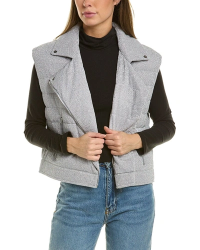 Shop Herno Metallic Cropped Vest In Grey