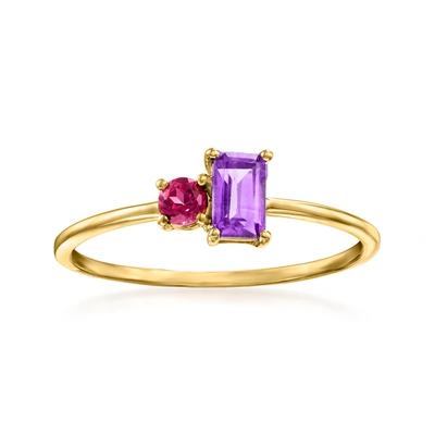 Rs Pure By Ross-simons Amethyst And . Rhodolite Garnet Ring In 14kt Yellow Gold In Purple