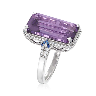 Ross-simons Amethyst, . Sapphire And . Diamond Ring In 14kt White Gold In Purple
