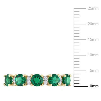 Mimi & Max Women's 1 2/5ct Tgw Created Emerald And Created White Sapphire Semi Eternity Ring In Yellow Gold Pla In Green