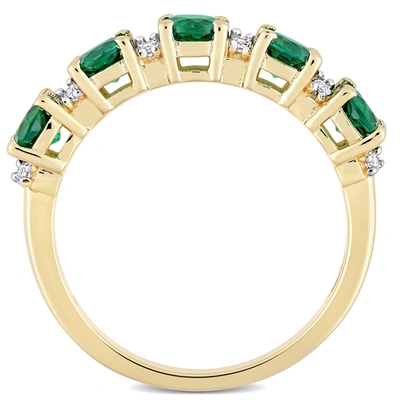 Mimi & Max Women's 1 2/5ct Tgw Created Emerald And Created White Sapphire Semi Eternity Ring In Yellow Gold Pla In Green