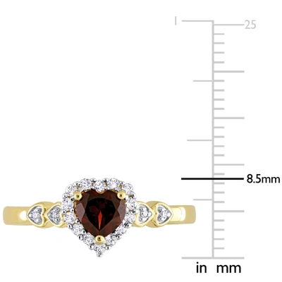 Mimi & Max 5/8 Ct Tgw Heart Shaped Garnet And Diamond Accent Halo Promise Ring In Yellow Plated Sterling Silver In Red